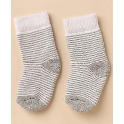 Cute Walk By Babyhug Anti-Bacterial Terry Knit Ankle Length Solid Socks Pack Of 3- Blue & Grey