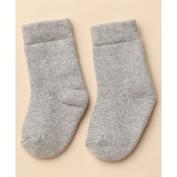 Cute Walk By Babyhug Anti-Bacterial Terry Knit Ankle Length Solid Socks Pack Of 3- Blue & Grey