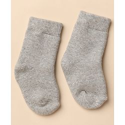 Cute Walk By Babyhug Anti-Bacterial Terry Knit Ankle Length Solid Socks Pack Of 3- Blue & Grey