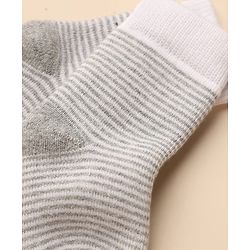 Cute Walk By Babyhug Anti-Bacterial Terry Knit Ankle Length Solid Socks Pack Of 3- Blue & Grey