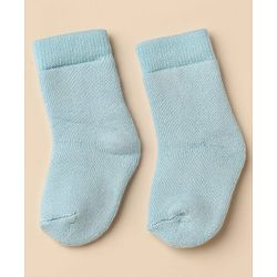 Cute Walk By Babyhug Anti-Bacterial Terry Knit Ankle Length Solid Socks Pack Of 3- Blue & Grey