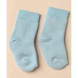 Cute Walk By Babyhug Anti-Bacterial Terry Knit Ankle Length Solid Socks Pack Of 3- Blue & Grey