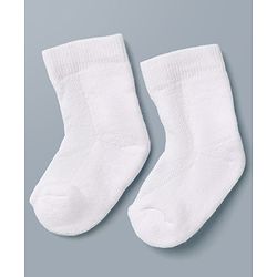 Cute Walk By Babyhug Anti-Bacterial Terry Knit Ankle Length Solid Socks Pack Of 3- White