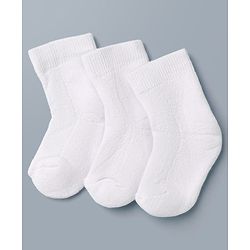Cute Walk By Babyhug Anti-Bacterial Terry Knit Ankle Length Solid Socks Pack Of 3- White