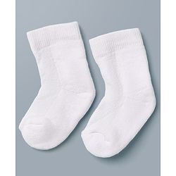 Cute Walk By Babyhug Anti-Bacterial Terry Knit Ankle Length Solid Socks Pack Of 3- White