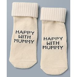 Cute Walk By Babyhug Anti-Bacterial Terry Knit Ankle Length Socks With Happy with Mummy Design Pack Of 3- Brown