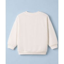 Babyhug Disney 100% Cotton Terry Knit Sweatshirt with Full Sleeves, Drop Shoulder Sleeves and Winnie The Pooh Patch in White