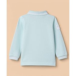 Babyhug 100% Cotton Knit Full Sleeves Cut And Sew Polo Tee with Full Sleeves and Letter B and Basketball Print in Light Blue