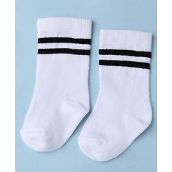 Cute Walk by Babyhug Knit Ankle Length Anti Bacterial Striped Socks - White