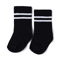 Cute Walk by Babyhug Knit Knee Length Anti Bacterial Socks with Striped Design in Black
