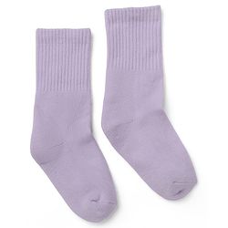 Cute Walk by Babyhug Cotton Terry Knit Solid Mid-calf Anti-bacterial Calf Length Terry Socks in Purple