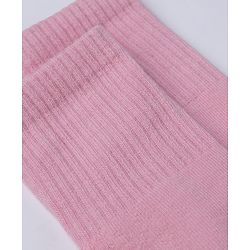 Cute Walk by Babyhug Knit Solid Mid-calf Anti-bacterial Calf Length Terry Socks in Pink