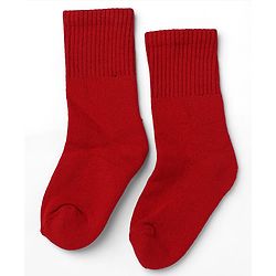 Cute Walk by Babyhug Cotton Knit Terry Ankle Length Anti-bacterial Calf Length Terry Socks in Red