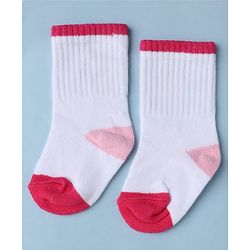 Cute Walk by Babyhug Knit Calf Length Anti Bacterial Socks Pack of 3 - White & Pink