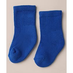 Cute Walk by Babyhug Knit Calf Length Anti Bacterial Solid Socks Pack of 3 - White, Black & Blue