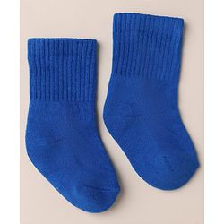 Cute Walk by Babyhug Knit Calf Length Anti Bacterial Solid Socks Pack of 3 - White, Black & Blue