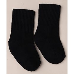 Cute Walk by Babyhug Knit Calf Length Anti Bacterial Solid Socks Pack of 3 - White, Black & Blue
