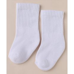 Cute Walk by Babyhug Knit Calf Length Anti Bacterial Solid Socks Pack of 3 - White, Black & Blue