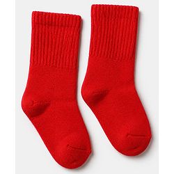 Cute Walk By Babyhug Cotton Terry Knit Ankle Length Solid Socks With Anti-Bacterial Pack of 3 -White Red & Grey