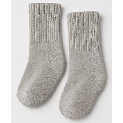 Cute Walk By Babyhug Cotton Terry Knit Ankle Length Solid Socks With Anti-Bacterial Pack of 3 -White Red & Grey
