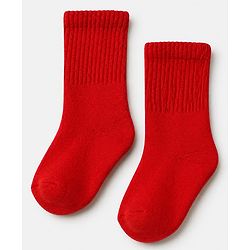 Cute Walk By Babyhug Cotton Terry Knit Ankle Length Solid Socks With Anti-Bacterial Pack of 3 -White Red & Grey