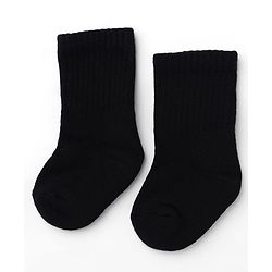 Cute Walk By Babyhug Terry Knit Anti-Bacteria Mid Calf Solid Socks Pack Of 3 - Black