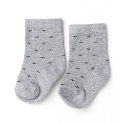 Cute Walk by Babyhug Knit Calf Length Anti Bacterial Designed ed Socks Pack of 3 - Black, Grey & Yellow