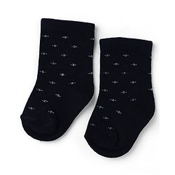 Cute Walk by Babyhug Knit Calf Length Anti Bacterial Designed ed Socks Pack of 3 - Black, Grey & Yellow