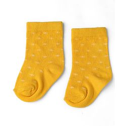 Cute Walk by Babyhug Knit Calf Length Anti Bacterial Designed ed Socks Pack of 3 - Black, Grey & Yellow