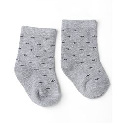 Cute Walk by Babyhug Knit Calf Length Anti Bacterial Designed ed Socks Pack of 3 - Black, Grey & Yellow