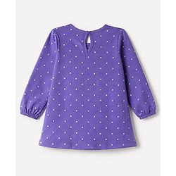 Babyhug Cotton Knit Full Sleeves Nighty with Daddy's Little Cupcake Text and Polka Dots Print - Violet