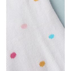 Cute Walk By Babyhug Cotton Knit Full Length Anti-Bacterial Tights With Polka Dots Print - White