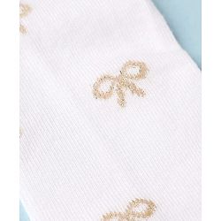 Cute Walk by Babyhug Cotton Knit Anti Bacterial Full Length Tight With Bow Design - White