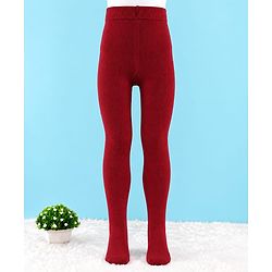 Cute Walk by Babyhug Knit Anti Bacterial Solid Tights - Maroon