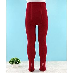 Cute Walk by Babyhug Knit Anti Bacterial Solid Tights - Maroon