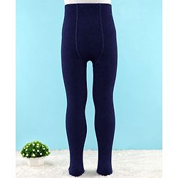 Cute Walk by Babyhug Cotton Knit Anti Bacterial Full Length Solid Tights - Navy