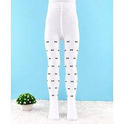 Cute Walk by Babyhug Knit Anti Bacterial Design Regular Tights- White