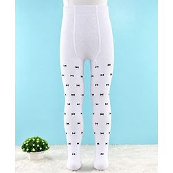 Cute Walk by Babyhug Knit Anti Bacterial Design Regular Tights- White