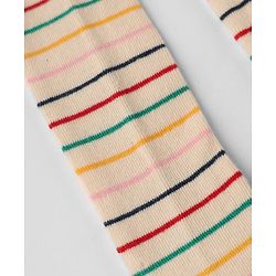Cute Walk By Babyhug Cotton Knit Full Length Anti-Bacterial Tights With Striped Design - Beige