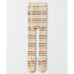 Cute Walk By Babyhug Cotton Knit Full Length Anti-Bacterial Tights With Striped Design - Beige