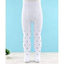 Cute Walk by Babyhug Knit Anti Bacterial Designed Tights- White