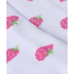 Cute Walk by Babyhug Knit Anti Bacterial Regular Tights With Strawberry Design - White