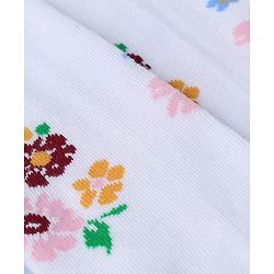 Cute Walk by Babyhug Knit Anti Bacterial Regular Tights With Floral Design - White