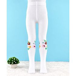 Cute Walk by Babyhug Knit Anti Bacterial Regular Tights With Floral Design - White