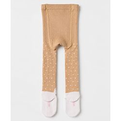Cute Walk By Babyhug Cotton Knit Full Length Anti-Bacterial Tights With Cat Print in Brown