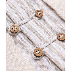 Babyhug Woven Full Sleeves Striped Party Suit - Beige