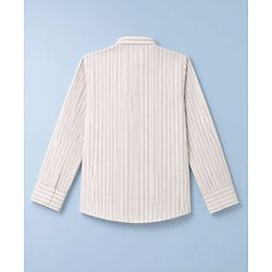 Babyhug Woven Full Sleeves Striped Party Suit - Beige