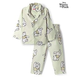 Babyhug Disney 100% Cotton Single Jersey Woven Full Sleeves Shirt & Pajama with Winnie the Pooh Print - Beige