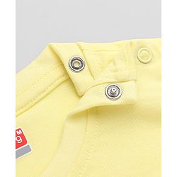 Babyhug 100% Cotton Knit Half Sleeves, Frill Sleeves T-Shirt with Graphic & Flower Print in Yellow