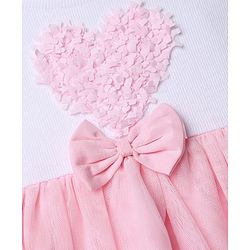 Babyhug Cotton Knit Fit And Flare Dress with Full Sleeves and Bow Applique in Pink
